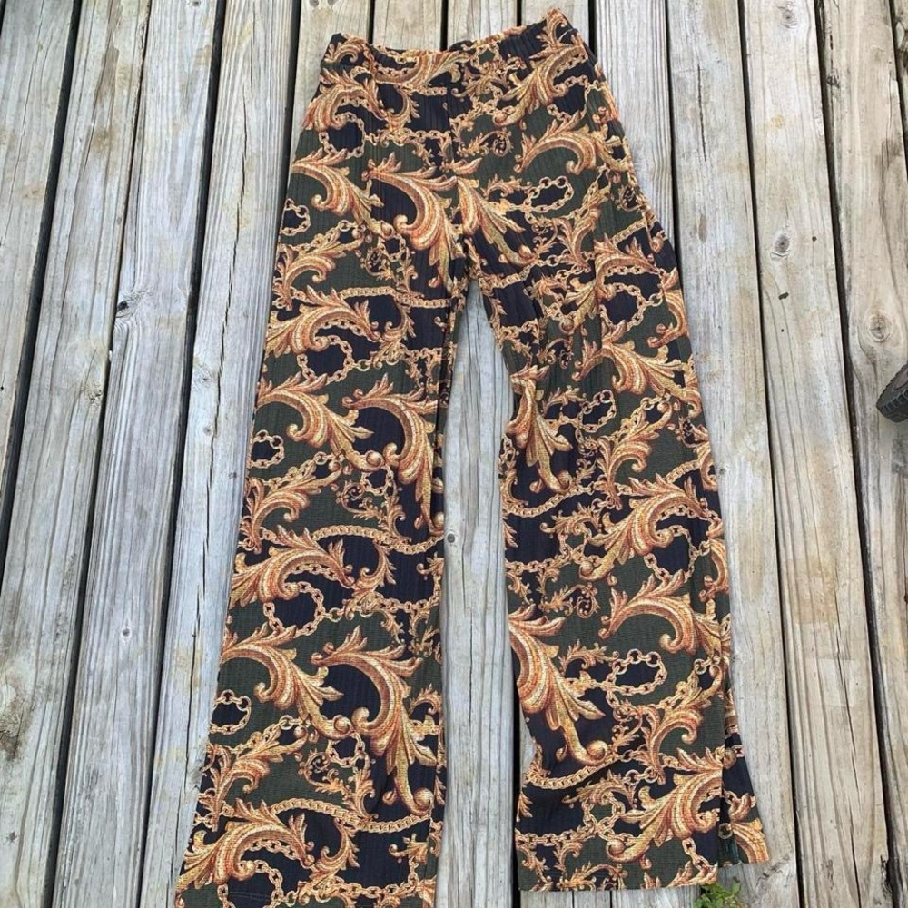 ZARA Trafaluc Chain Print Wide Leg Pants